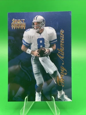 Vaqueros Troy Aikman 1996 Select certificados azules súper raros Foto 1 de 2