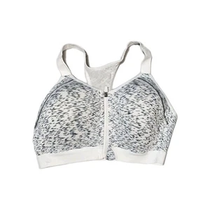 Layer 8 Women's Sports Bra Large White Black Zip Up Qwick Dry - Picture 1 of 3