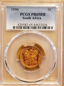 1990 South Africa 5 cent Proof PCGS PR65RB Toned 3436 - Picture 1 of 4