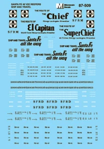 MicroScale 87509 Decal H0 - Santa Fe 40` Ice Reefer 1947-1959 (87-509) - Picture 1 of 1