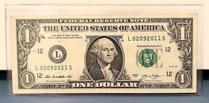 Billete de $1 2013 serie # 02092011 fecha especial 02-09-2011 - Imagen 1 de 2