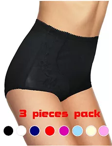 confezione 3 slip donna vita alta mutandine ricamate elasticizzate UK 10-24 6421 - Foto 1 di 9
