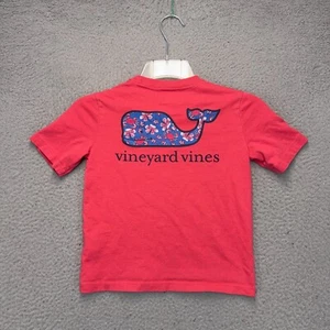 Vineyard Vines Shirt Boys Size 5 Pink Blue Floral Whale Logo Pocket Casual - Picture 1 of 9