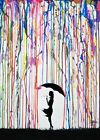 BANKSY GIRL RAIN UMBRELLA  -  DECOR LARGE WALL ART CANVAS PICTURE 20x30INCH 
