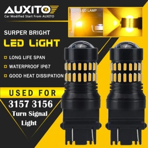 AUXITO 2X 3157 3457A 4157 Super Amber Turn Signal Blinker LED Light Bulbs 48H EA - Picture 1 of 12