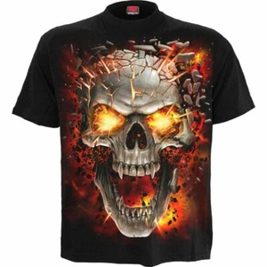 Camiseta Espiral Directa Calavera Explosión Esqueleto Fuego Llama Gótica T152M101 - Imagen 1 de 3