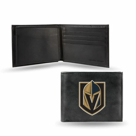 Las Vegas Golden Knights NHL Embroidered Team Logo Black Leather Bi-fold Wallet Cover