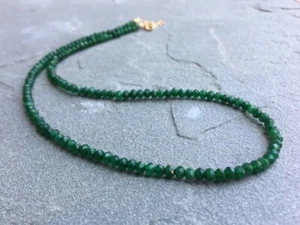 Natural Green Jade Faceted Rondelle Gemstone Beads 18" Beautiful Women Necklace - Picture 1 of 9