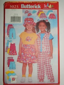 Dress Top Vest Shorts Skirt Pants Hat Size 2 3 4 Sewing Pattern Butterick 5023 - Picture 1 of 5