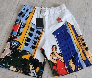 Boys DSQUARED2 Bermuda Jersey Baggy Relaxed SHORTS Basketball Theme Age 14 Year - Picture 1 of 19