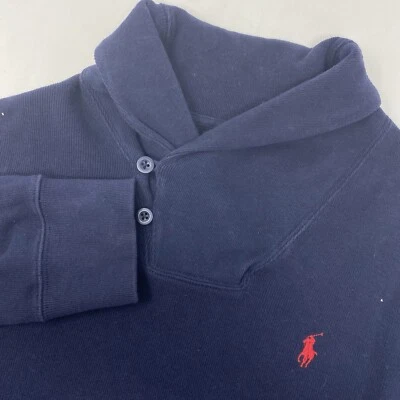 Polo Ralph Lauren Mens M Navy Ribbed Cowl Neck Long Sleeve Pullover Sweater Polo - Image 1 of 4