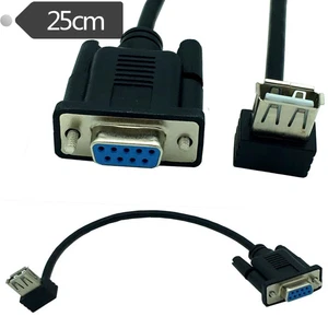 25cm 90°Angle RS232 DB9 Female To USB2.0 A Female Serial Cable Adapter Converter - Picture 1 of 4