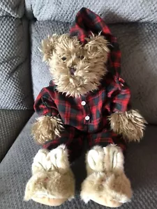 ABC Distributing Plush Teddy Bear Christmas Holiday Bunny Slippers 17” - Picture 1 of 6