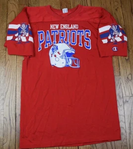 Vintage 80s/90s Champion New England Patriots Logo Red Shirt Size Medium - Picture 1 of 6