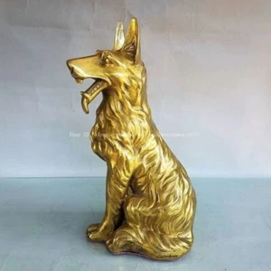 12'' brass casting sculpture home feng shui auspicious fortune animal dog  - Picture 1 of 9