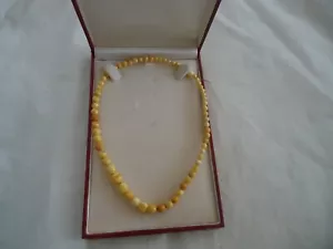 Marble Style Baltic (Lithuania) Amber Jewelry Necklace 17"-RARE - Picture 1 of 3