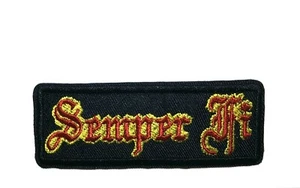 Semper Fi US Marine Corp Patch Embroidered Hook Loop Applique Military Veteran - Picture 1 of 9