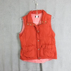 J Crew Jacket Women Small Orange Vest Goose Down Puffer Boho - Picture 1 of 8