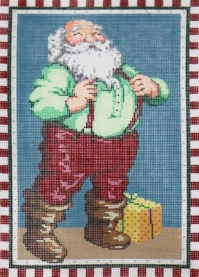 Needlepoint Handpainted Christmas Sandra Gilmore Checked Santa 6x10 - Image 1 of 4