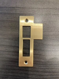 Antikes/Vintage Türschließblech, Einsteckschloss, Schließblech, Halter, Messing, 3-1/2" BB - Bild 1 von 2