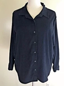 Camicia nera MATCH Plus taglia 24 morbida micro scamosciata con bottoni - Foto 1 di 6