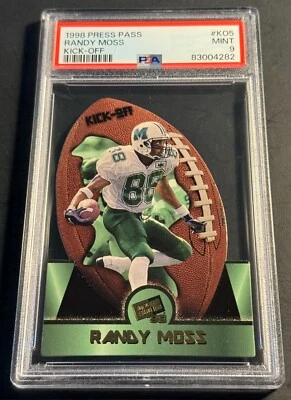 1998 RANDY MOSS PRESS PASS KICK-OFF DIE CUT ROOKIE #K05 PSA 9 VIKINGS HOF (282) - Image 1 of 2