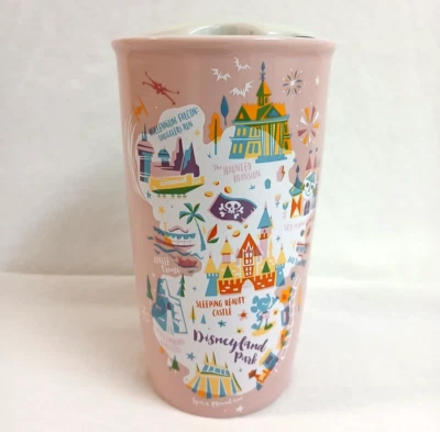 Starbucks Disneyland Park Pink Ceramic Travel Tumbler with Ceramic Lid Mug 12oz Foto 1 de 4