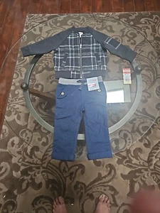 NWT Boys Jacket Size 12 (M) and Pants Size 12 (M) Blue and Gray Plaid MSRP $33 - Picture 1 of 7