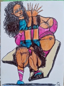 Mishapen Identity Ballpoint Pen and Tape ACEO ATC OOAK ORIGINAL 3.5 x 2.5 inches - Picture 1 of 3
