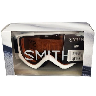 Smith Cascade Classic White Med Cylindrical Gold Lite Lens Goggles Ski Snowboard - Image 1 of 2