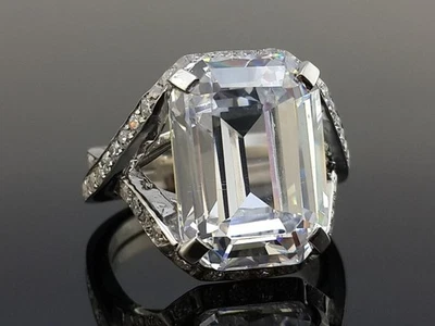 RARO anello solitario con diamanti bianchi trattati certificati 15,10 ct in... - Immagine 1 di 4