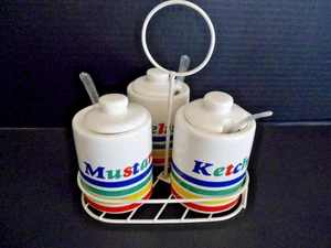 Condiment Caddie Retro Striped in Holder BBQ Picnic Camping - Picture 1 of 3