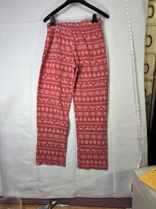 GIRLS FLEECE SLEEP LOUNGE PANTS SIZE S Red Christmas Pattern 30X 25 - Picture 1 of 9