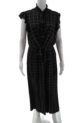 Macacão Rebecca Taylor Feminino Manga Curta Manga Curta Xadrez Seda Preto Tamanho 8 - Imagem 1 de 4