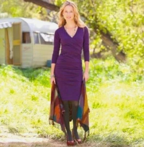 Sundance Eternal Compliments Purple Cotton Ruched Shirred Bodycon Dress Size L - Picture 1 of 8