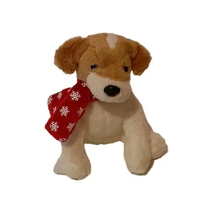 RARE Elizabeth Arden Puppy Dog Plush Red Striped Scarf White Brown EA Fragrance - Picture 1 of 5