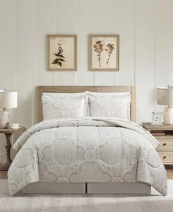 Sunham beige neutre 8 pièces 8 pièces réversibles Ensemble de couette King - Photo 1/3