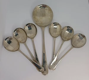 Resilco Rustless Nickel Silver Dessert Spoon Set Sheffield Boxed 6 Small 1 Large - Picture 1 of 10