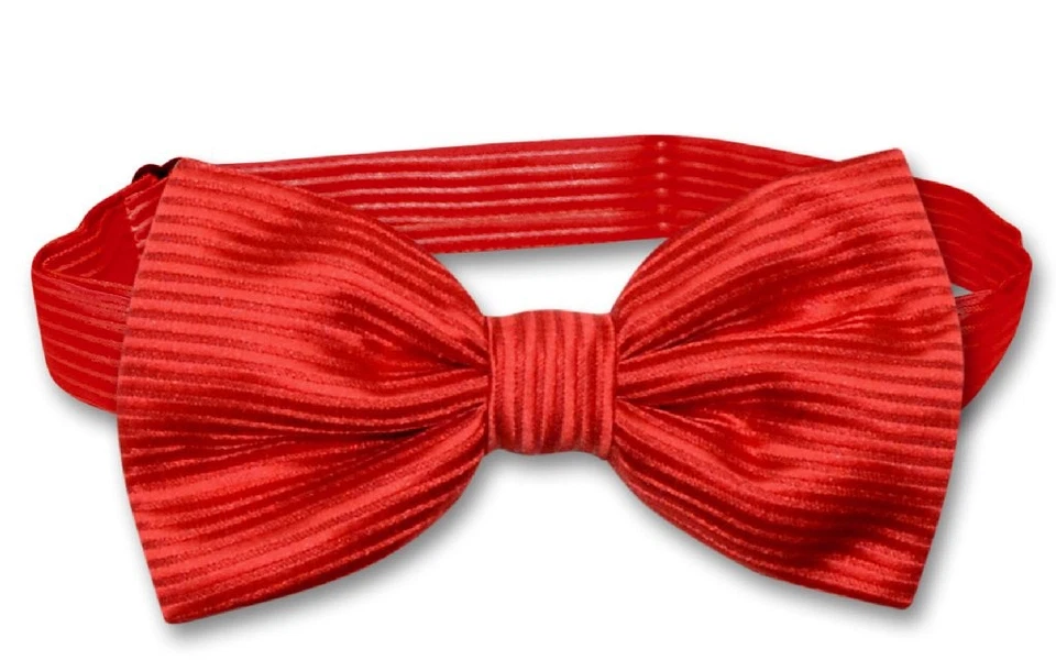 Pajarita Vesuvio Napoli color rojo tejida diseño horizontal a rayas para hombre Foto 1 de 1