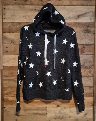 Reflex Women's Juniors  Pullover Hoodie Black White Stars Size Large - Image 1 of 4