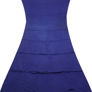 Namaste Vintage blau Sari 100 % reine Seide uni Sari 5 Jahre weicher Handarbeit Stoff - Bild 1 von 6