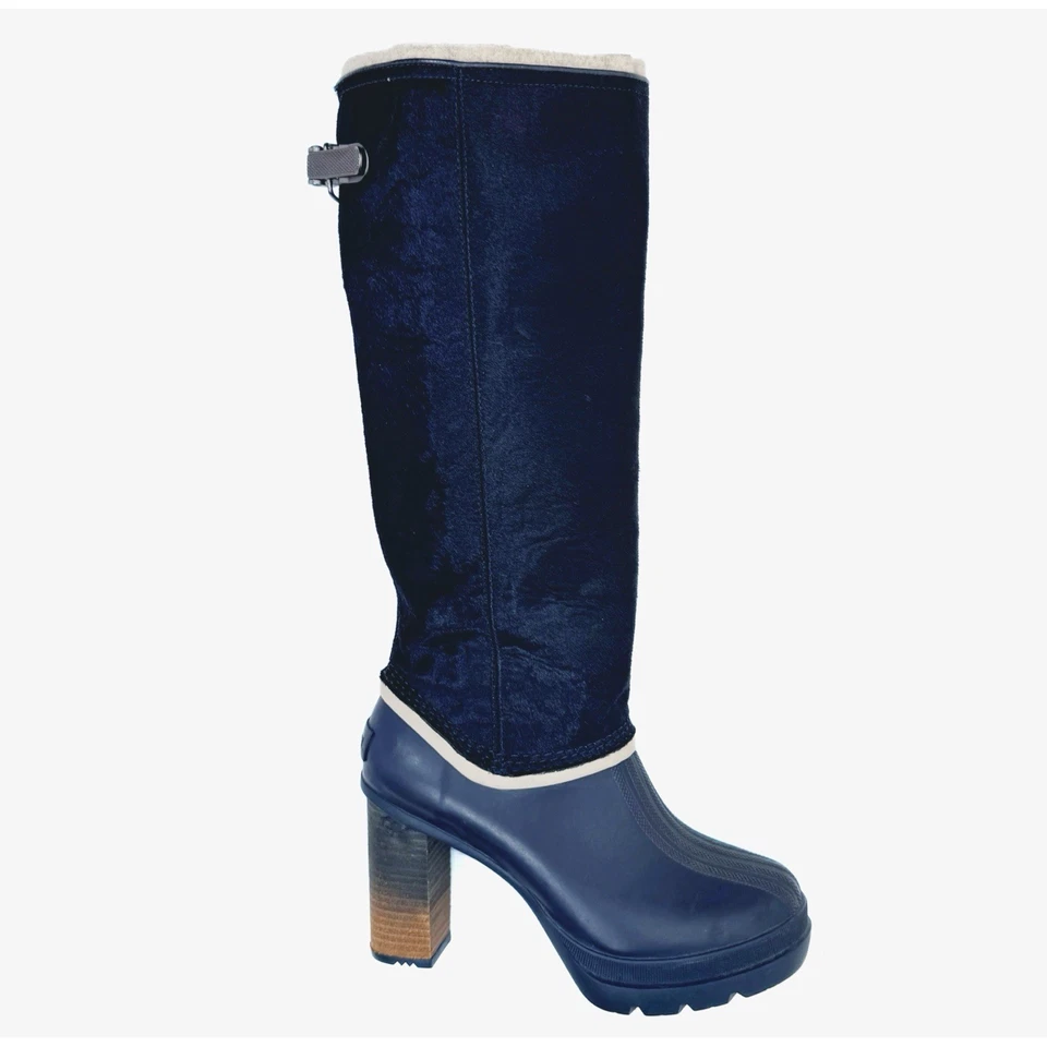 Botas de lluvia Y2K Sorel Medina para mujer 8 azul pelo de becerro altas hasta la rodilla años 2000 Foto 1 de 4