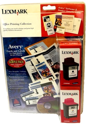 Lexmark 70/80 Ink Cartridges Avery Design Pro Software SE 4.0 Card / Labels Pack - Image 1 of 4