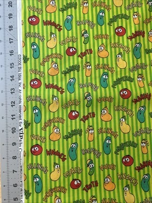 Veggie Tales Religious Bob Larry Junior 29" X 45"  Cotton Fabric - Last Piece! - Image 1 of 3