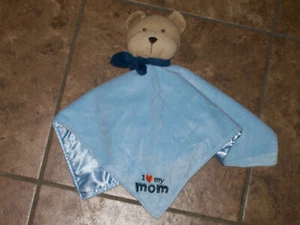 Child of Mine Carters Bear Blue I Love my Mom Baby Lovey Rattle Security Blankie - Picture 1 of 4