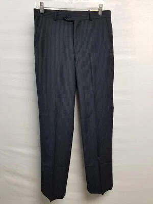Men's Alfani Slim Fit Navy Stripe Stretch Fabric Flat Front Sz 30X32 $135.00 - Image 1 of 4