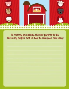 Farm Animals - Baby Shower Notes of Advice for Mom - Set of 12 - Picture 1 of 1