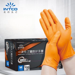 INTCOthickened diamond pattern wear-resistant disposable nitrile gloves 8 Mil - Picture 1 of 19