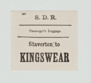 South Devon Railway Luggage Label Staverton to Kingswear - Picture 1 of 1