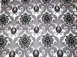 1/2 YD VTG WAVERLY INSPIRATION BLACK WHITE GREY FLORAL COTTON BLEND FABRIC 45W - Picture 1 of 2